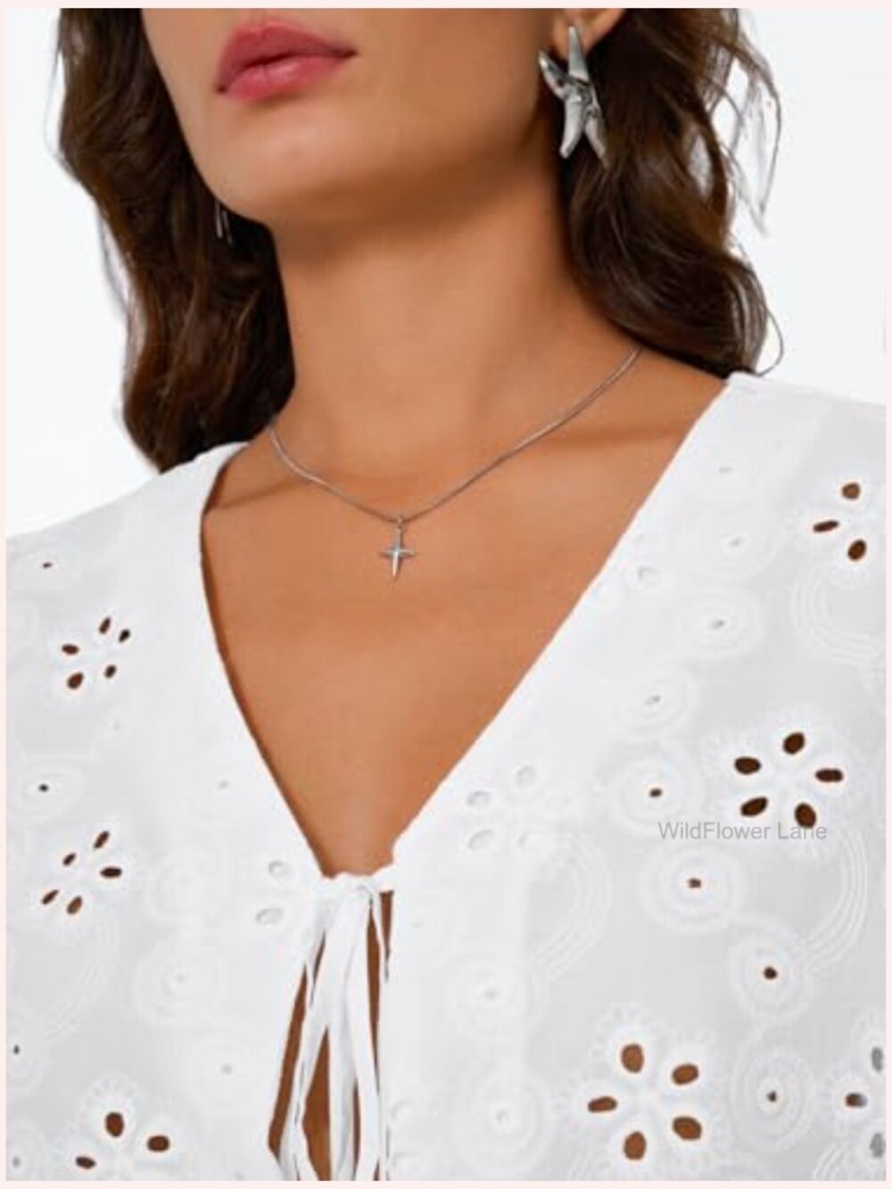 Eyelet Tie-Front Boho Blouse Sleeveless Crop Top Y2k - Picture 5 of 6